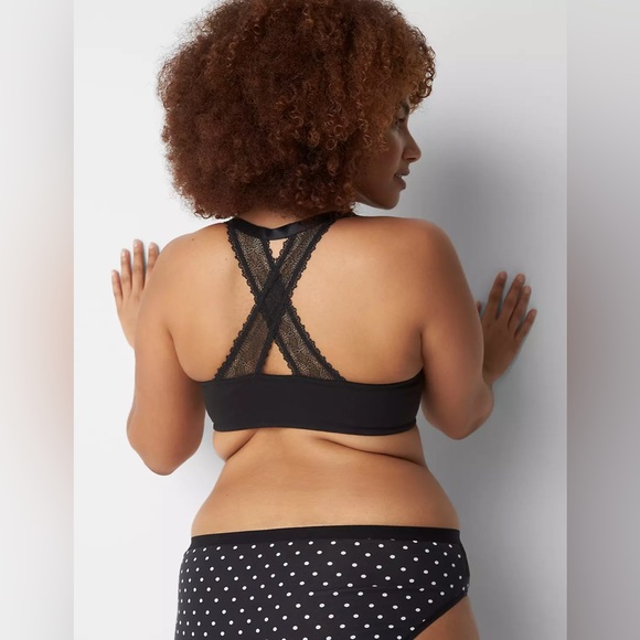 Cacique Front-Close Cotton Boost Plunge Black Bra Size 44C - Picture 2 of 8